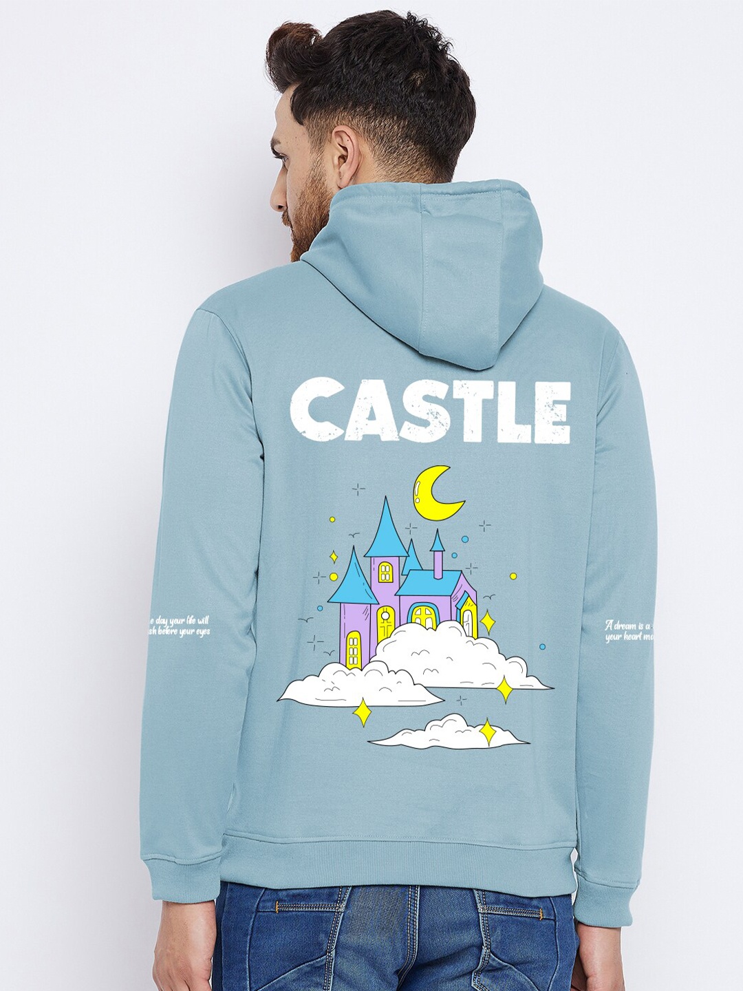 

FRENCH FLEXIOUS Men Blue Hooded Sweatshirt