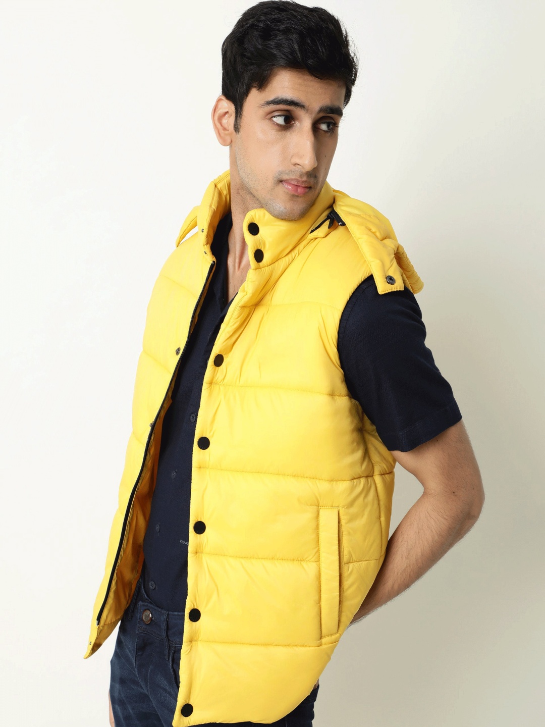 

RARE RABBIT Men Depot Puffer Padded Jacket, Yellow