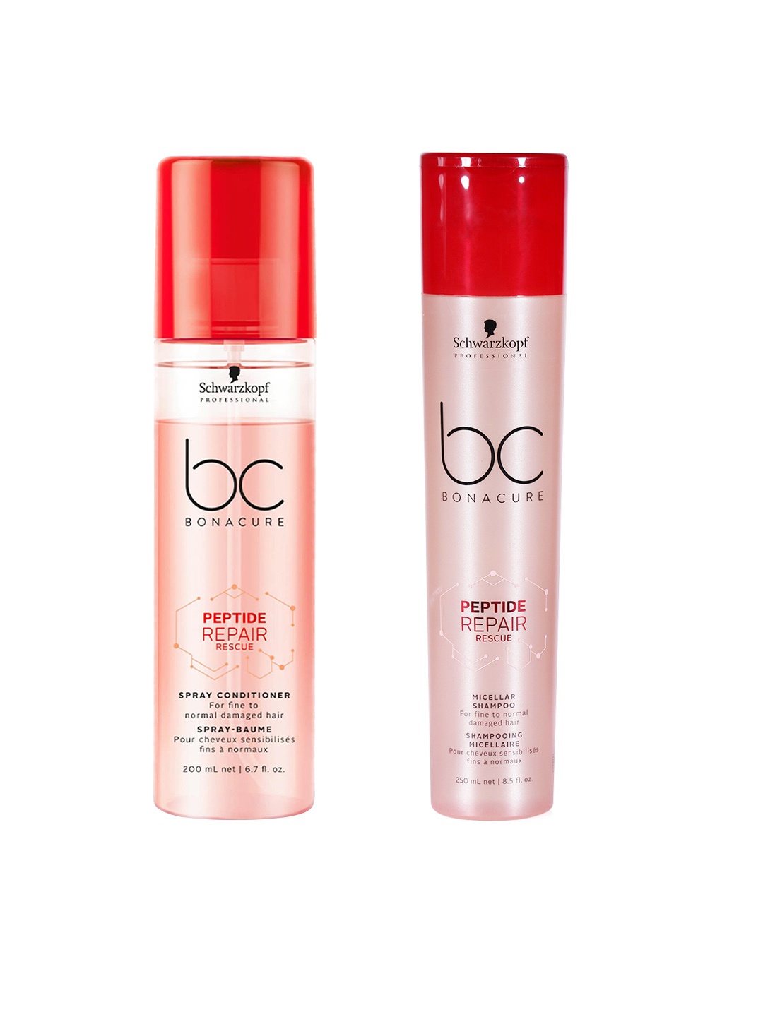 

Schwarzkopf PROFESSIONAL Bonacure Peptide Repair Rescue Micellar Shampoo & Conditioner, Pink
