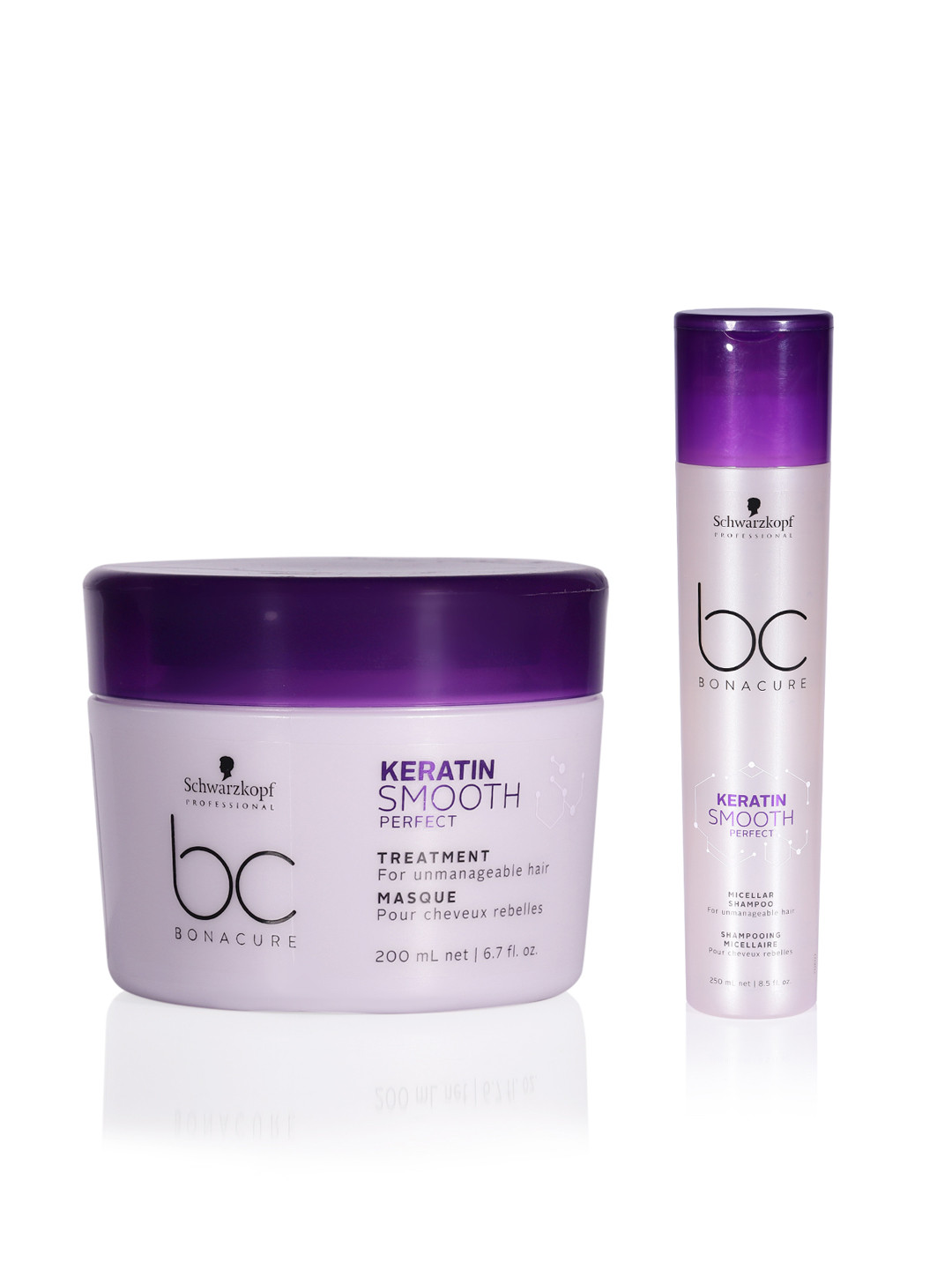 

Schwarzkopf PROFESSIONAL Set of Bonacure Keratin Smooth Shampoo 250ml & Hair Mask 200ml, Purple