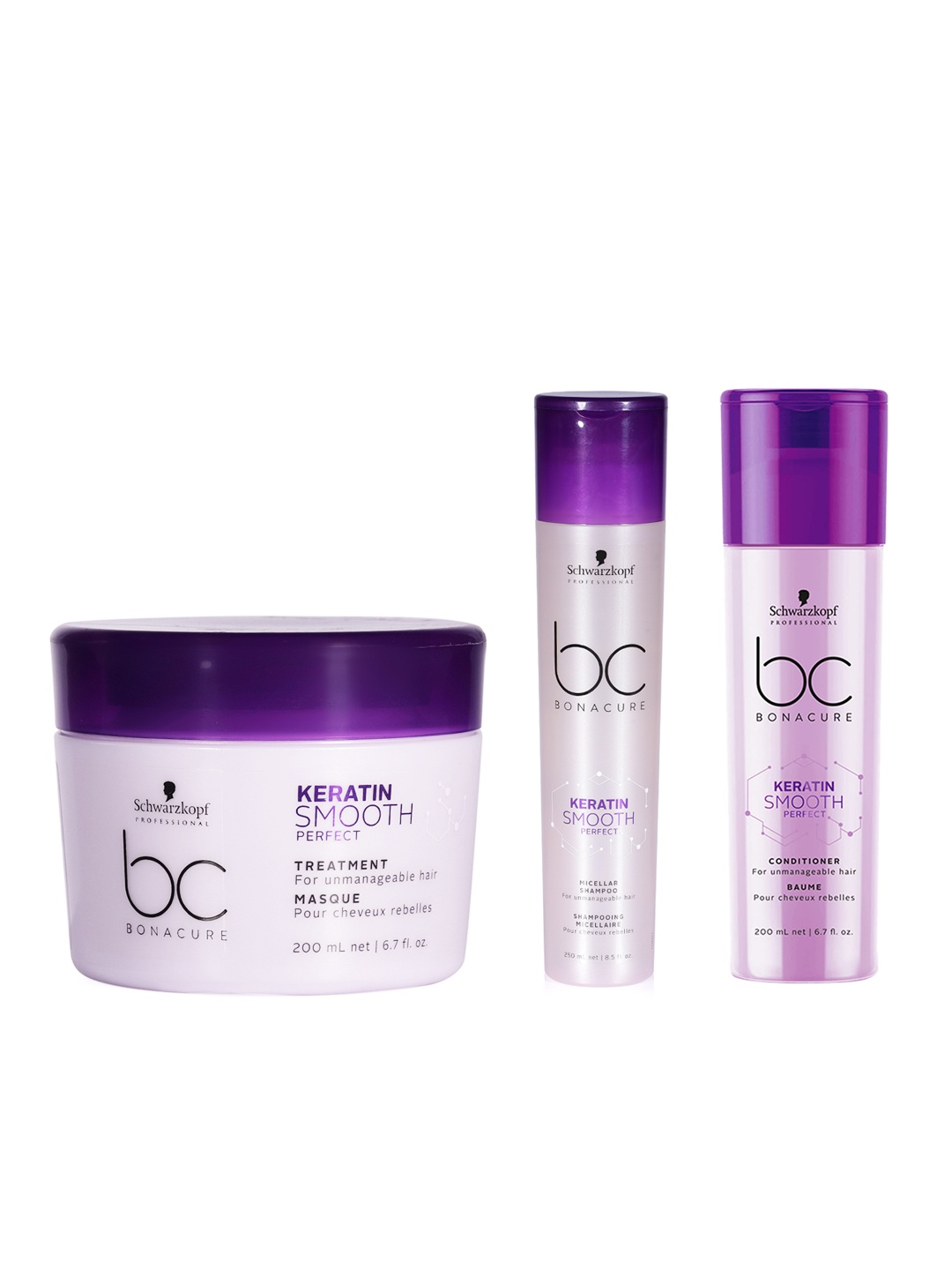 

Schwarzkopf PROFESSIONAL Set of Bonacure Keratin Shampoo + Conditioner + Masque, Purple