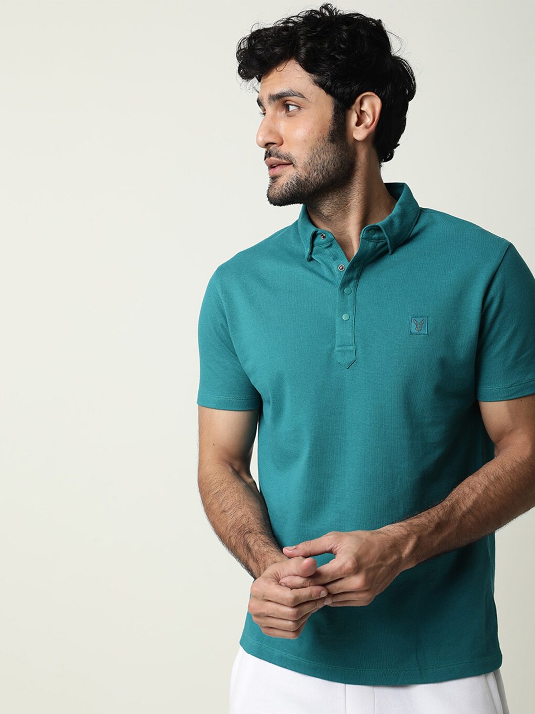 

RARE RABBIT Men Casso Polo Collar Slim Fit T-Shirt, Green