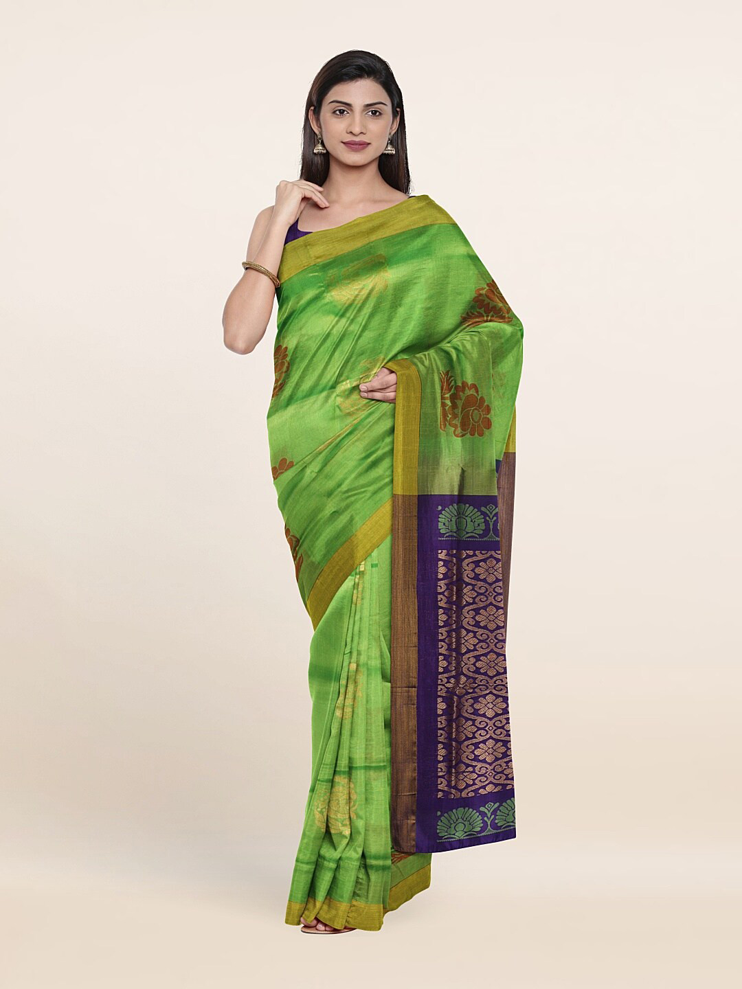 

Pothys Green & Blue Woven Design Zari Pure Silk Saree