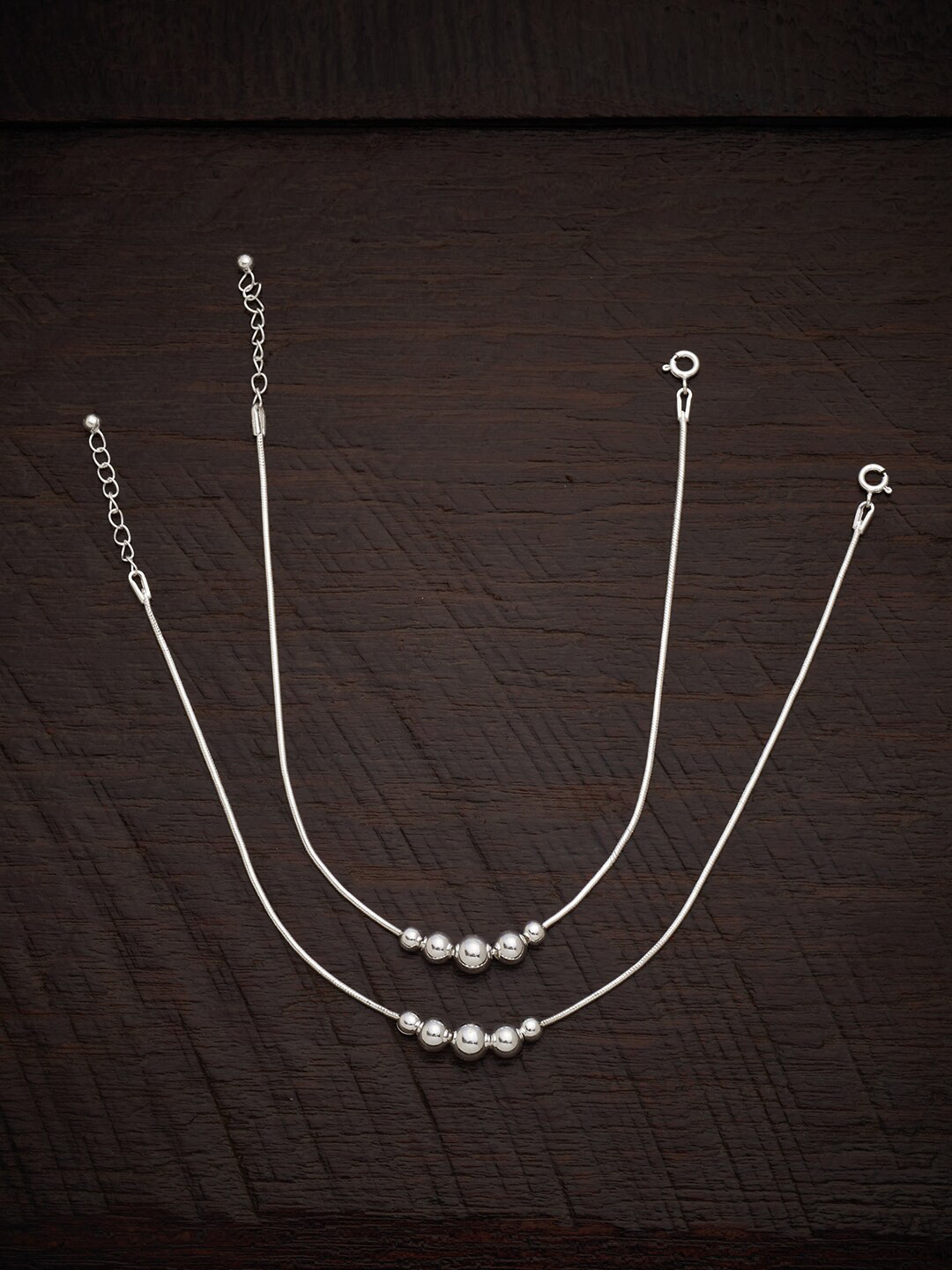 

Kushal's Fashion Jewellery Rhodium-Plated 92.5 Pure Silver Anklets