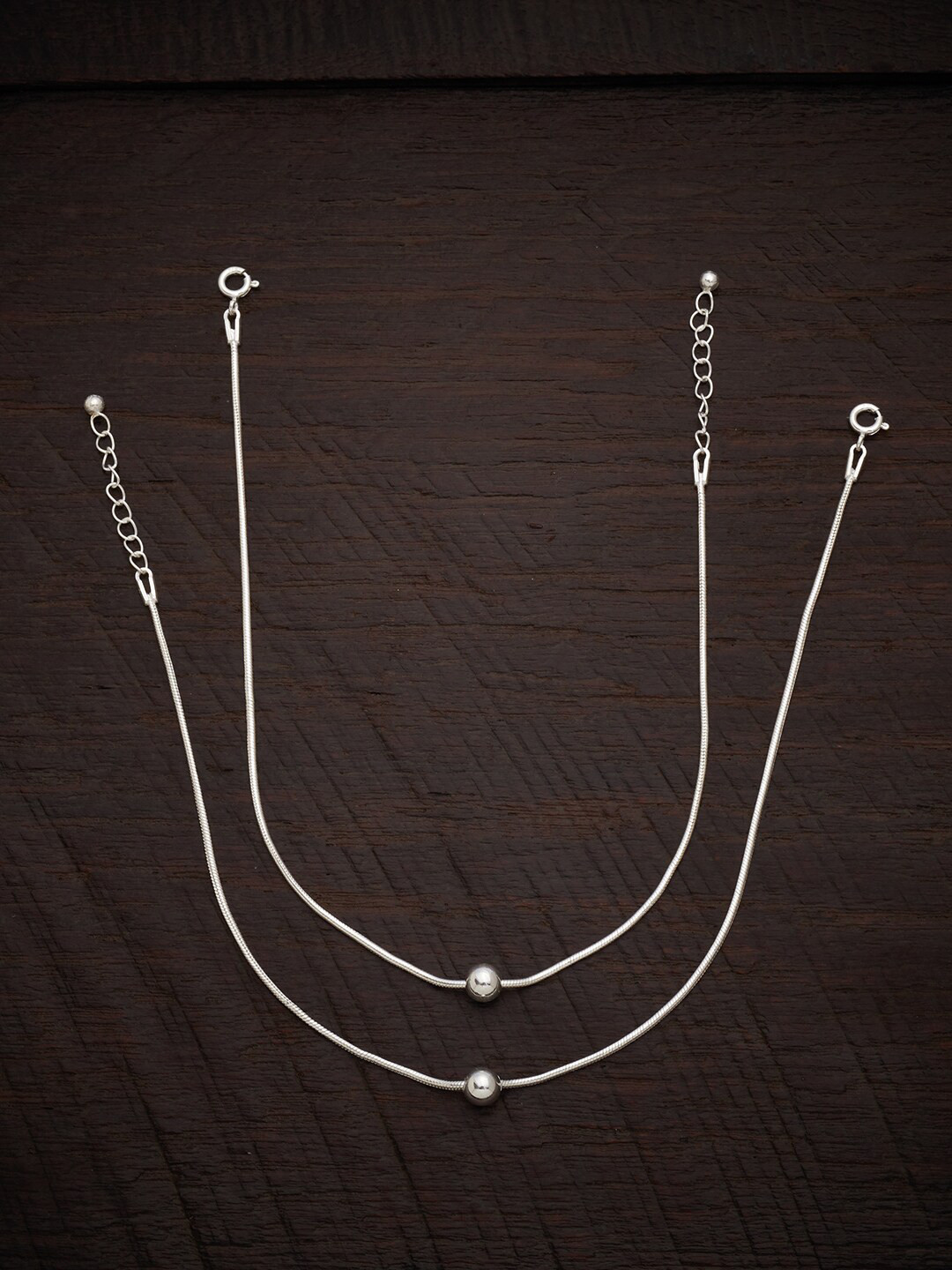 

Kushal's Fashion Jewellery Rhodium Plated 92.5 Pure Silver Layered Oxidised Anklet