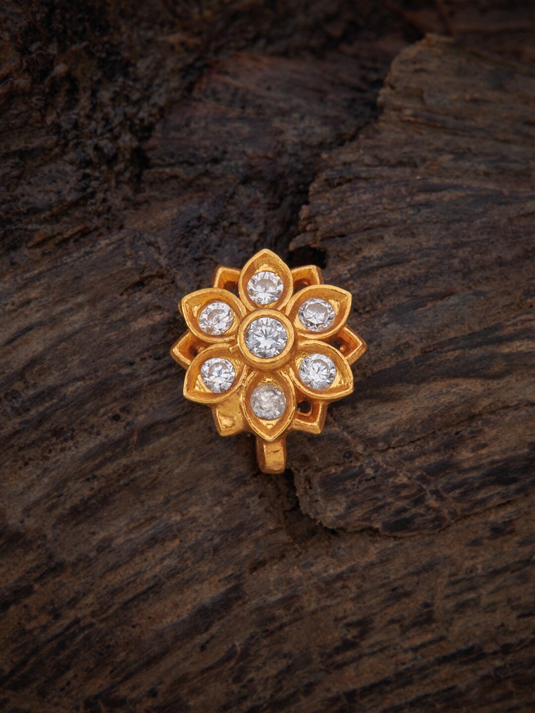 

Kushal's Fashion Jewellery Woman 92.5 pure Silver Temple Nath with Spinal Stones Nose PIn, White