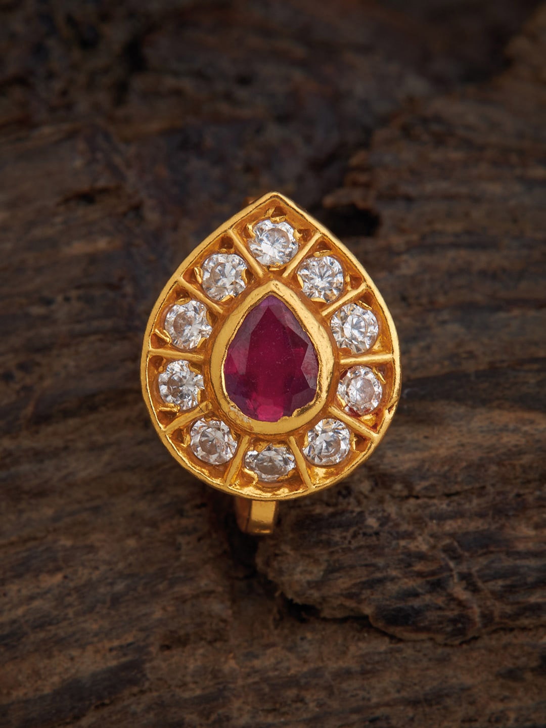 

Kushal's Fashion Jewellery 92.5 Silver Gold-Toned Ruby Studded Stud Nath