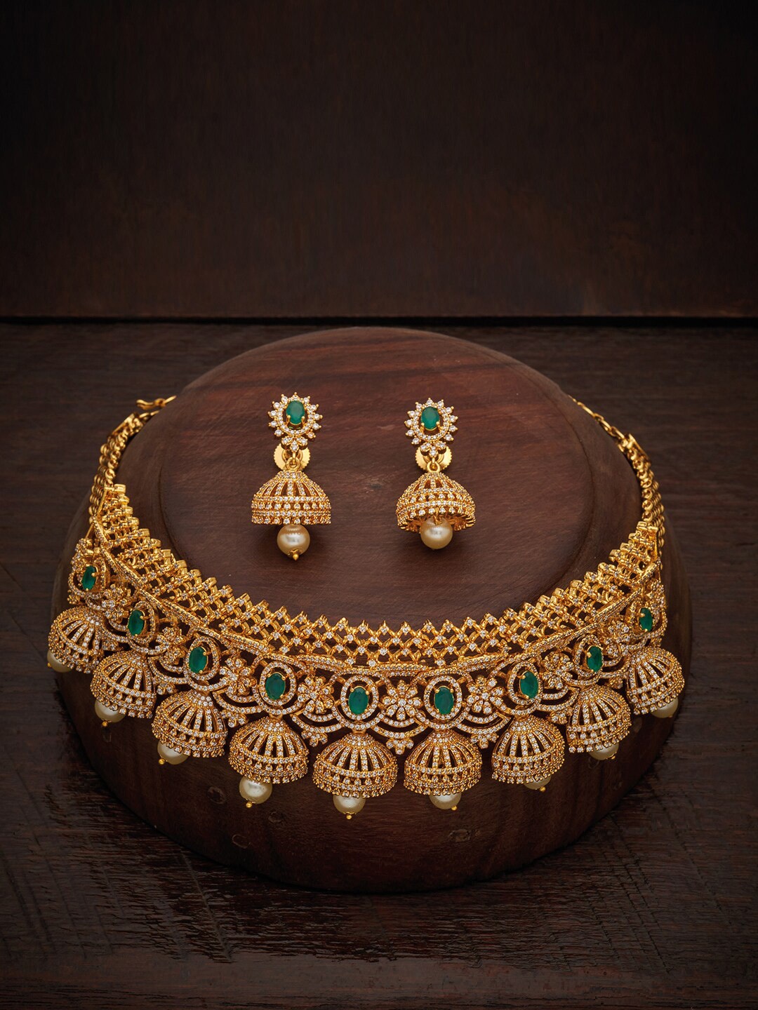 

Kushal's Fashion Jewellery Gold-Plated Embellished Necklace & Earrings