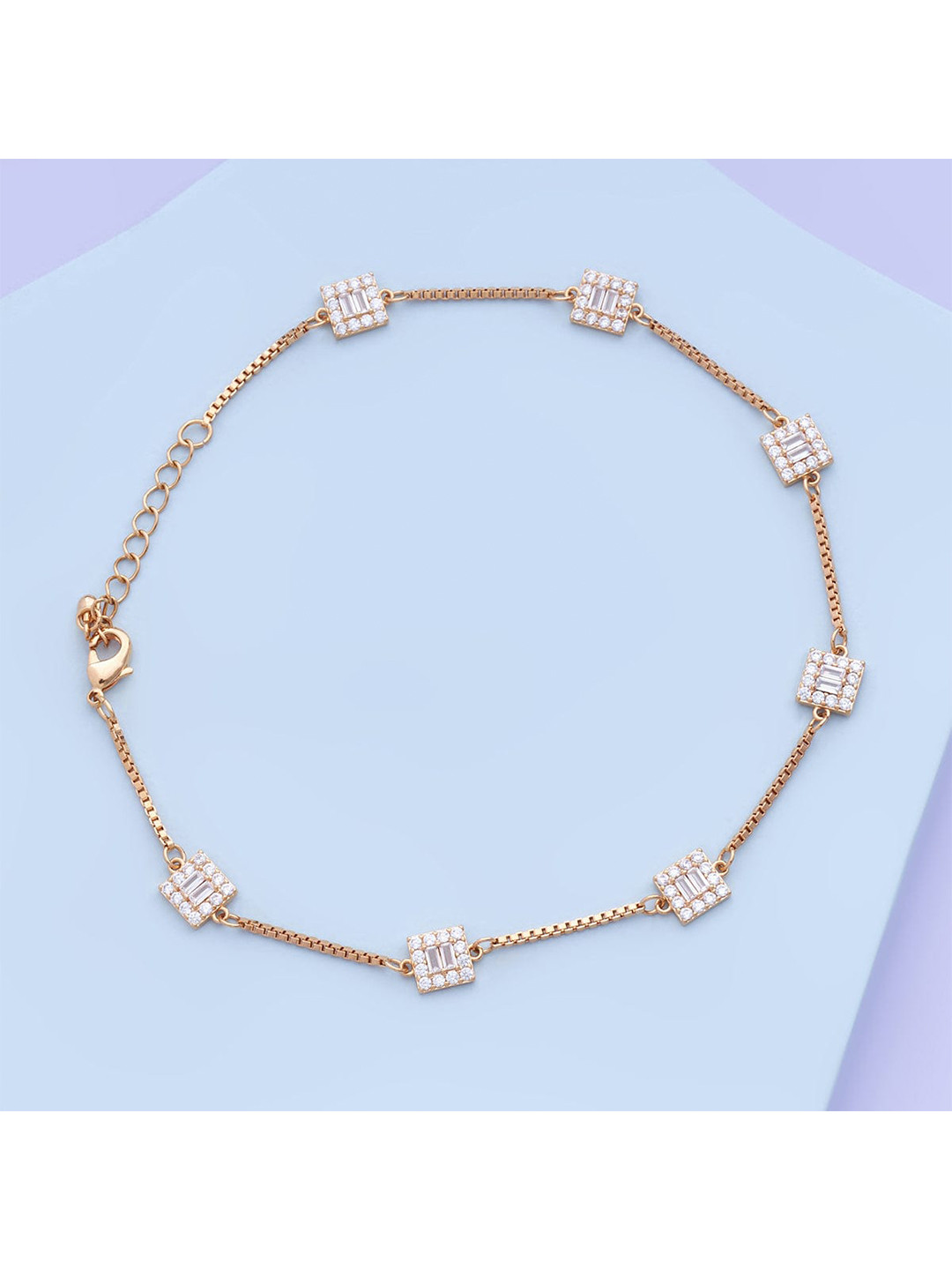 

Kushal's Fashion Jewellery Women Gold-Plated Cubic Zirconia Studded Anklet