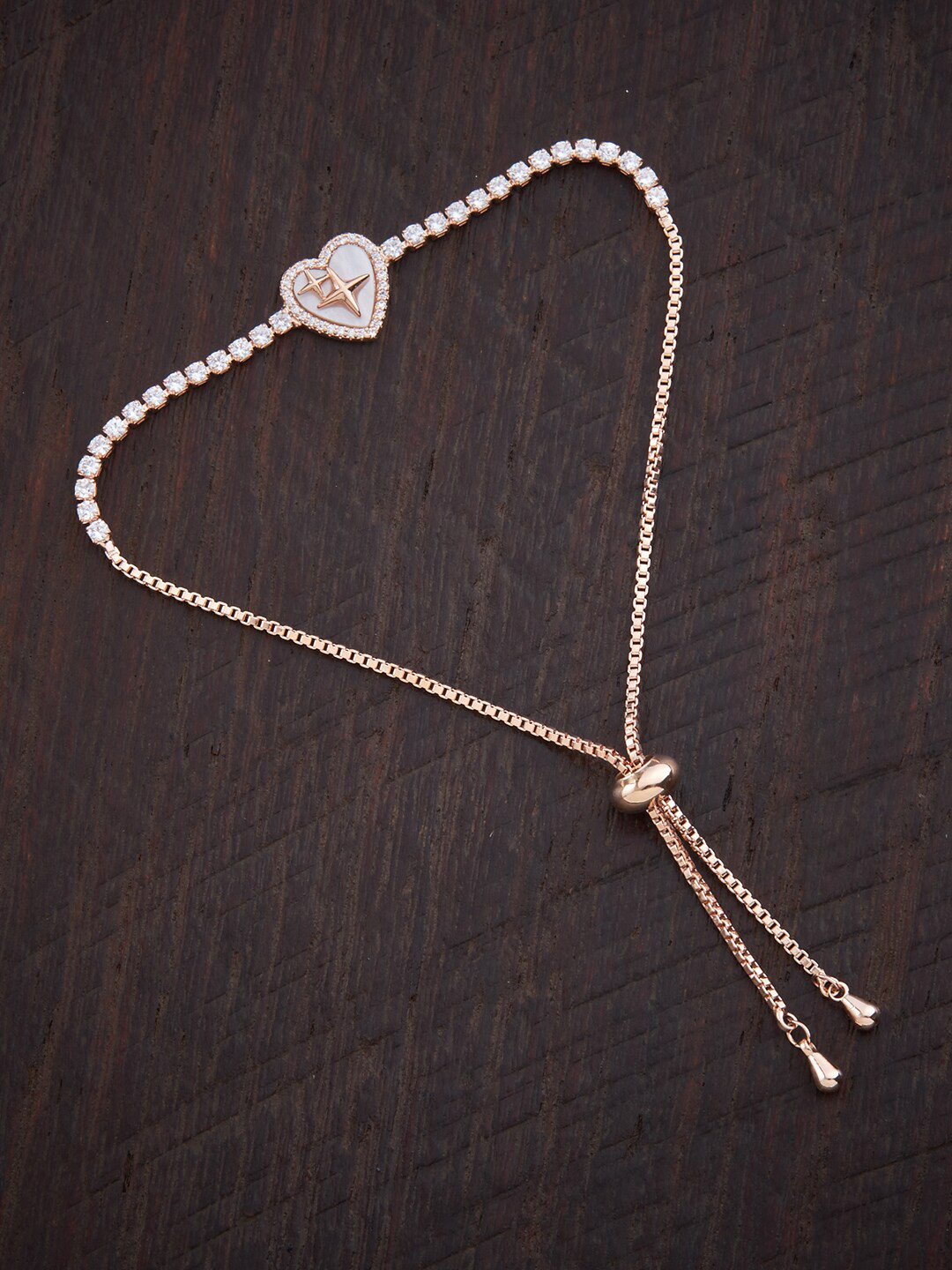 

Kushal's Fashion Jewellery Women Rose Gold & White Cubic Zirconia Rose Gold-Plated Wraparound Bracelet