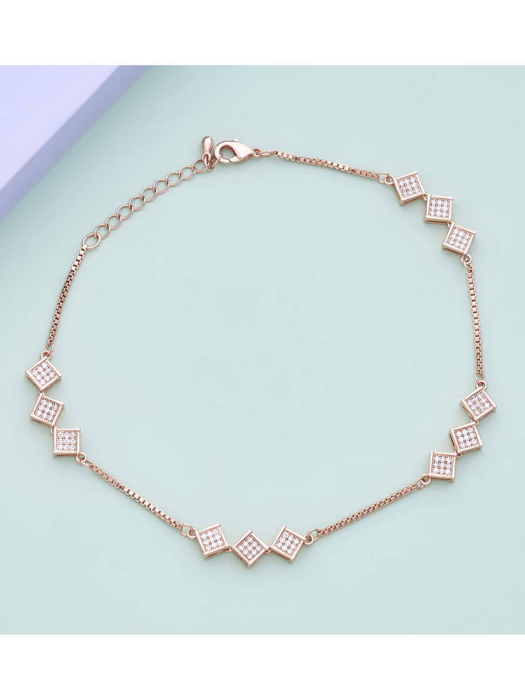 

Kushal's Fashion Jewellery Gold-Plated White Anklet With Sparkling Cubic Zirconia