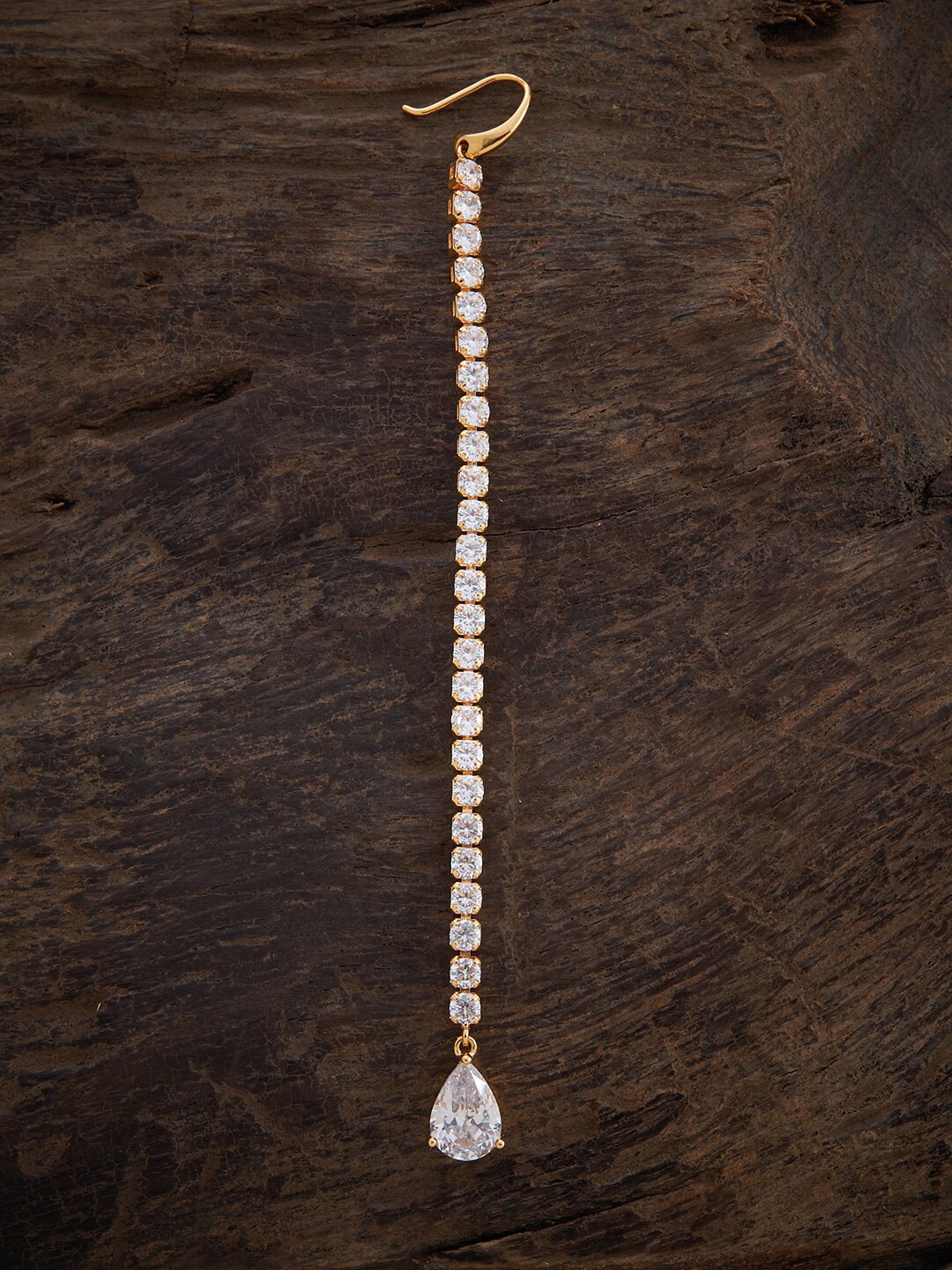 

Kushal's Fashion Jewellery Gold-Plated & White Studded Maangtikka
