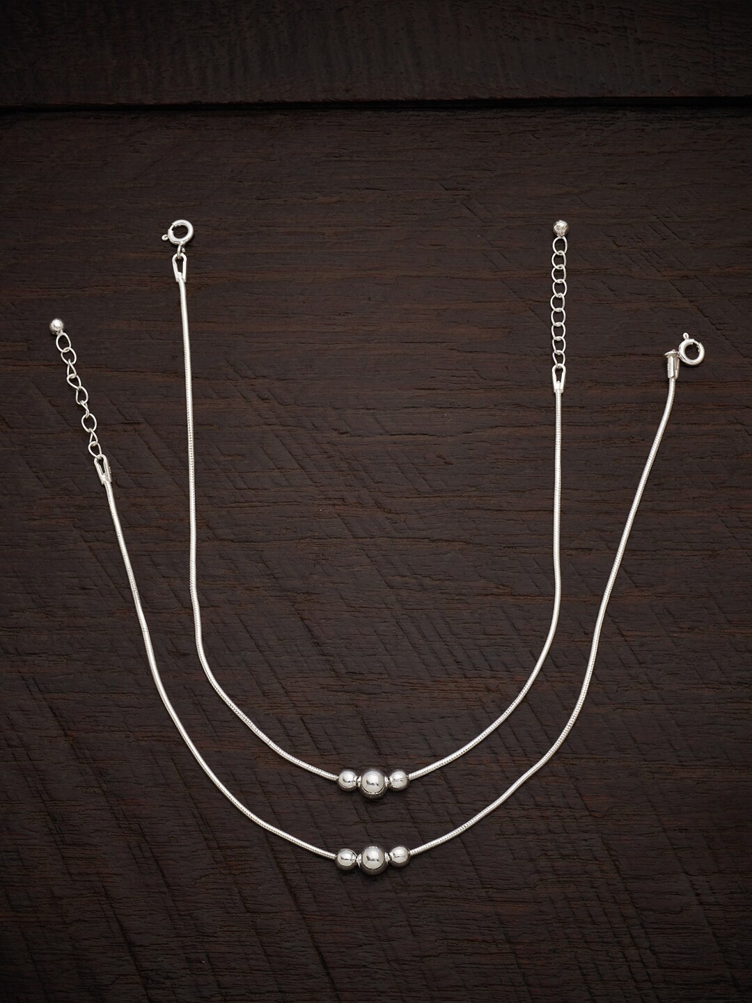 

Kushal's Fashion Jewellery 92.5 Pure Silver Rhodium-Plated Anklet