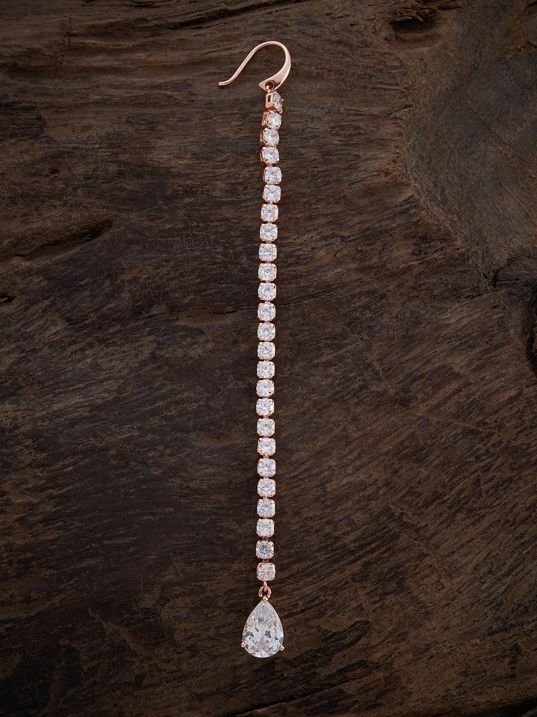 

Kushal's Fashion Jewellery White Rose-Gold-Toned Cubic Zirconia Maang Tikka