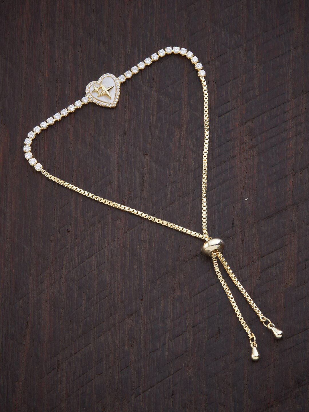 

Kushal's Fashion Jewellery Women Gold-Toned & White Cubic Zirconia Gold-Plated Wraparound Bracelet
