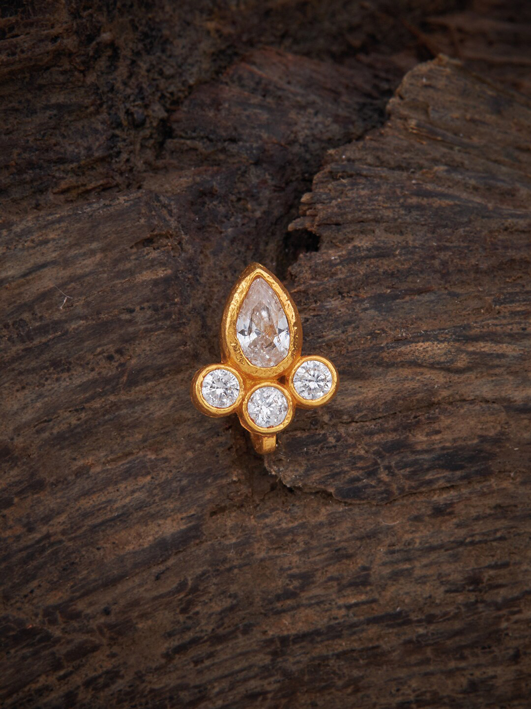 

Kushal's Fashion Jewellery White 92.5 Pure Silver Temple Nath with Spinal Stones