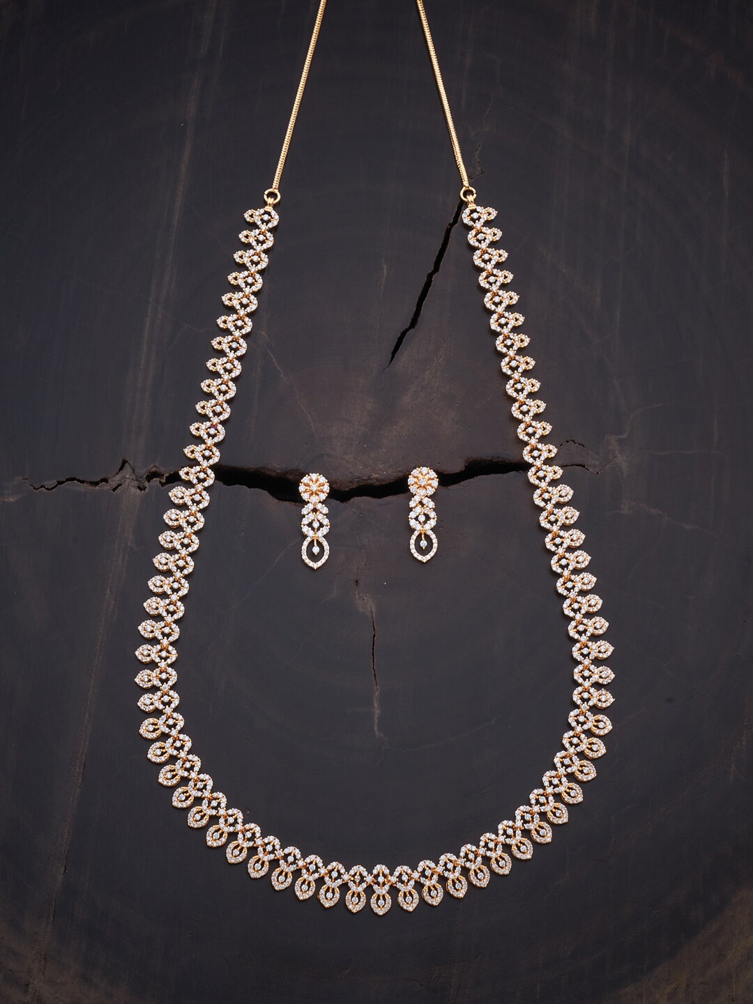 

Kushal's Fashion Jewellery Gold-Plated CZ Studded Jewellery Set, White