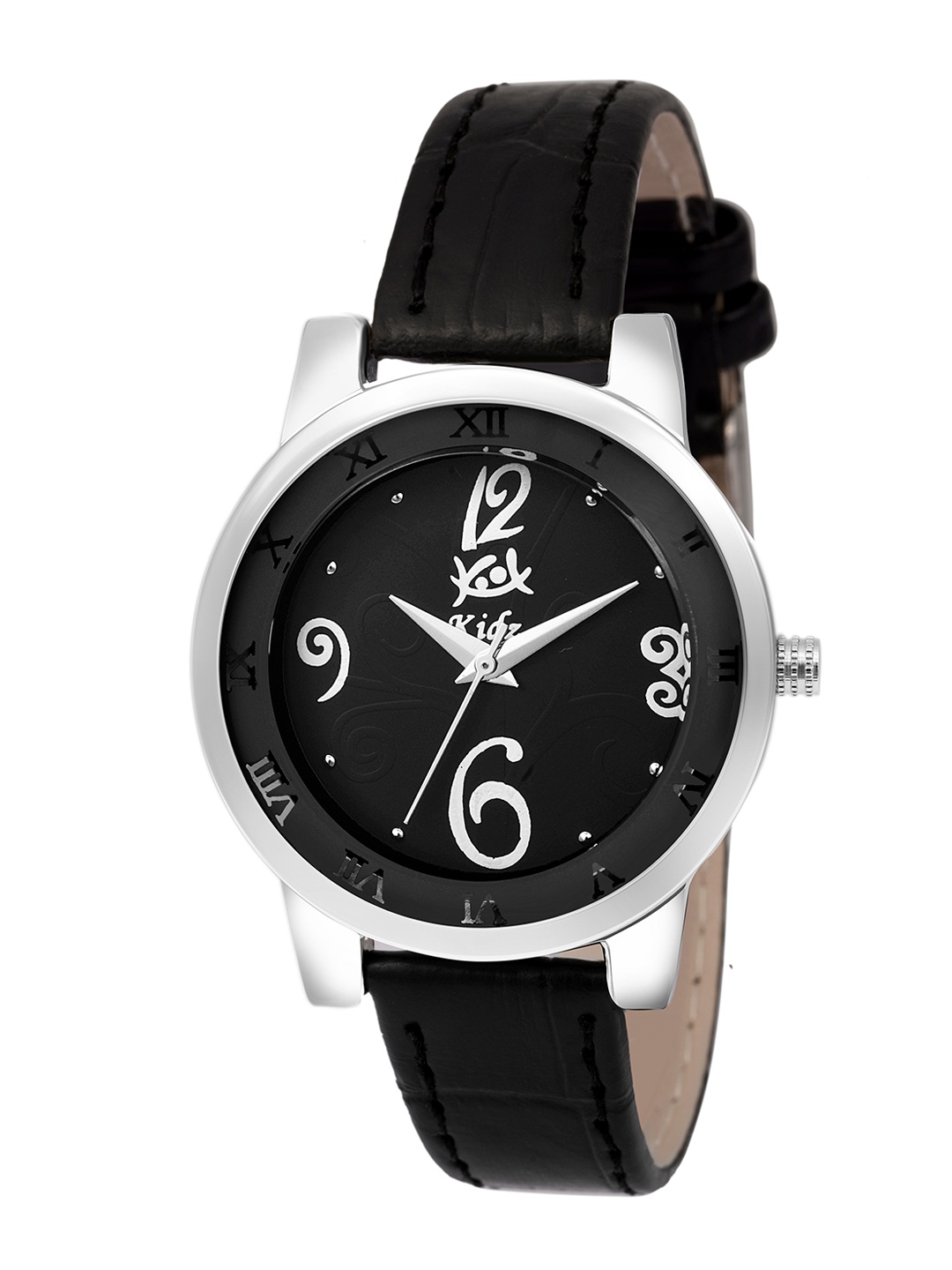 

Kool Kidz Unisex Kids Black Printed Dial & Black Leather Straps Analogue Watch