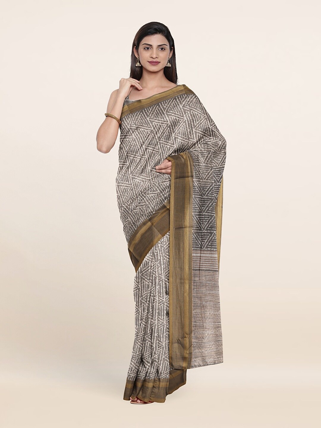 

Pothys Grey & White Zari Saree