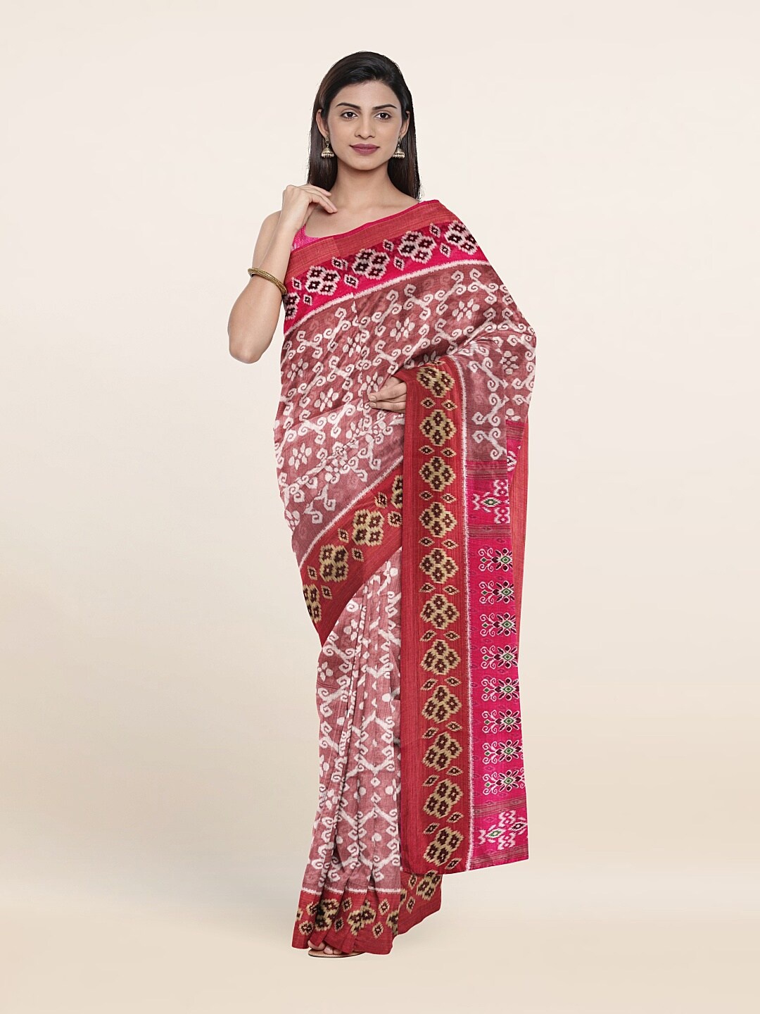 

Pothys Mauve & White Floral Printed Cotton Saree