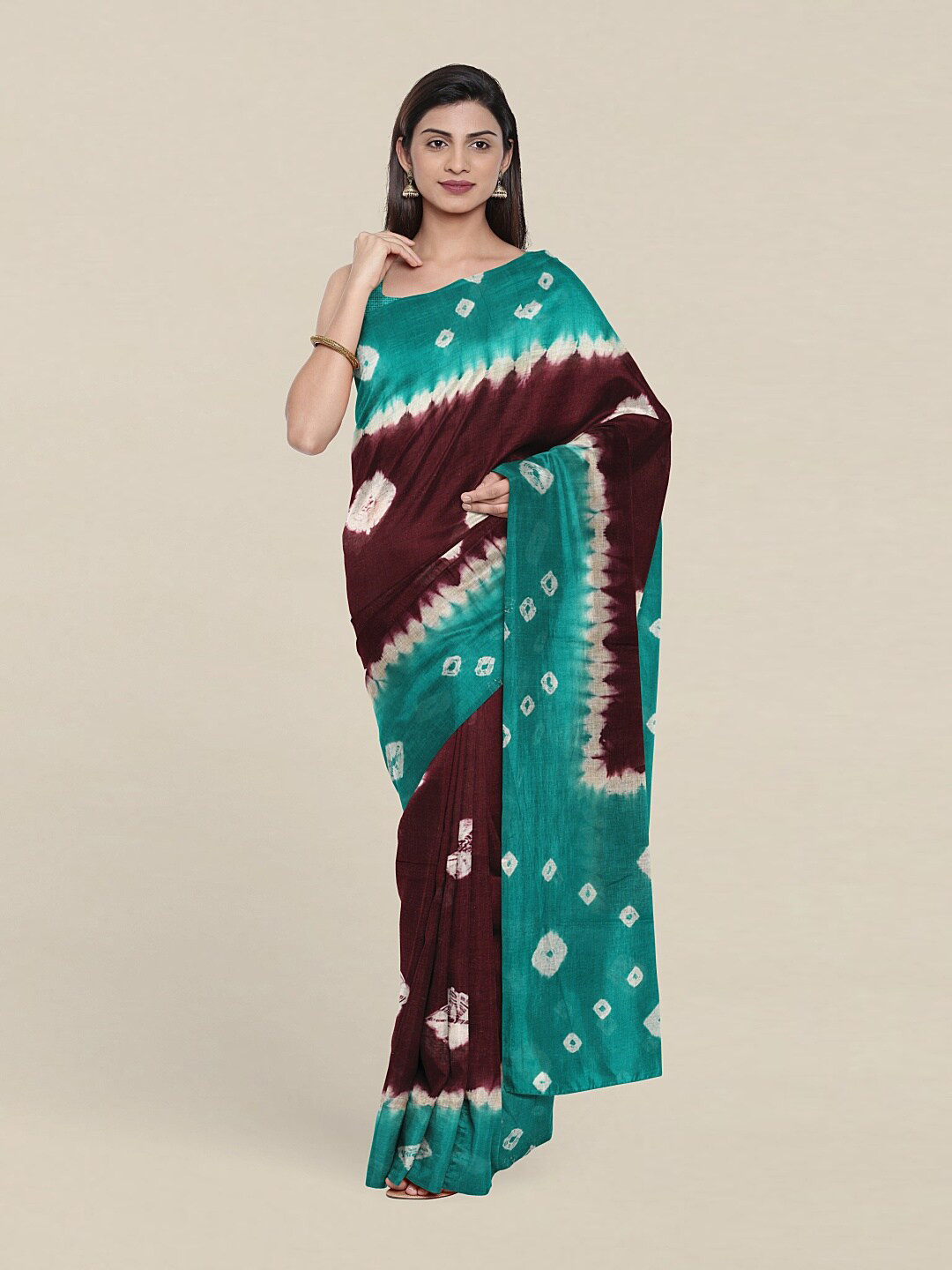 

Pothys Purple & Green Bandhani Saree