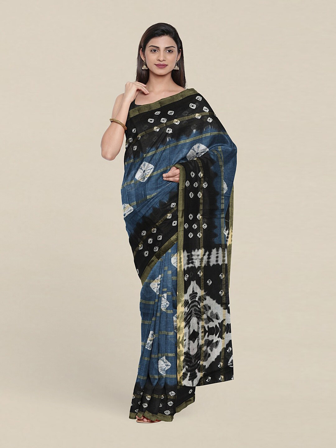 

Pothys Blue & Black Bandhani Saree