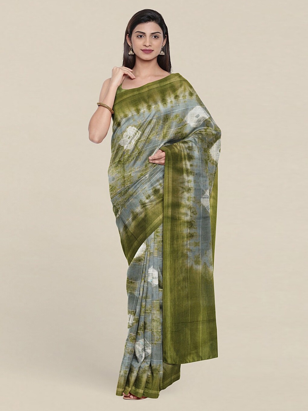 

Pothys Grey & White Bandhani Saree