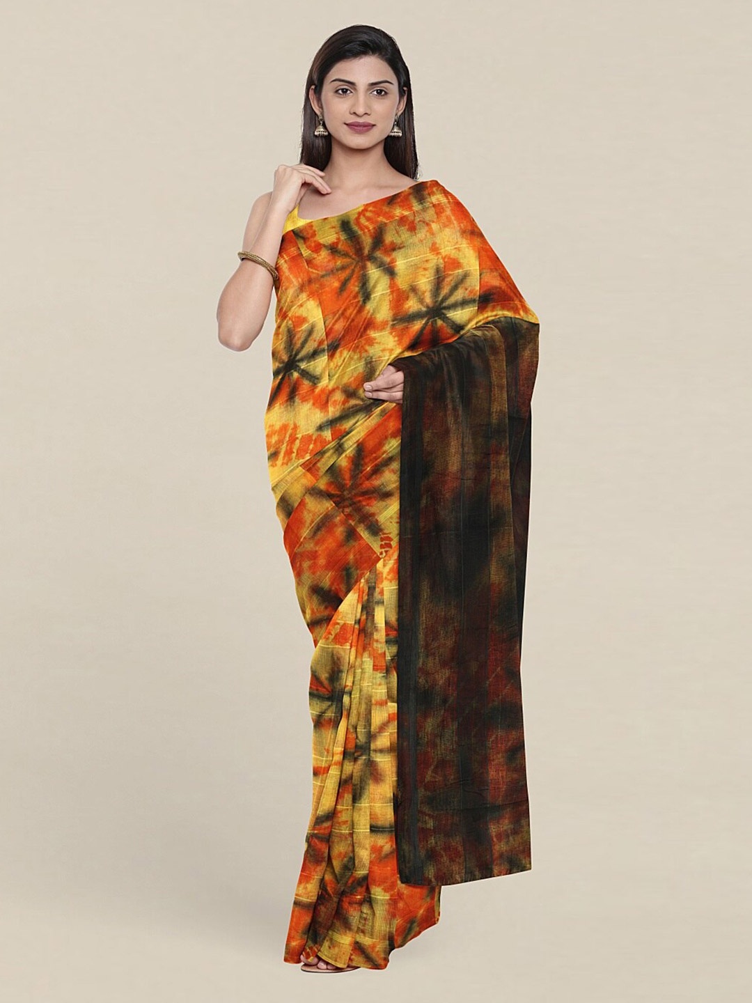 

Pothys Yellow & Orange Tie and Dye Saree