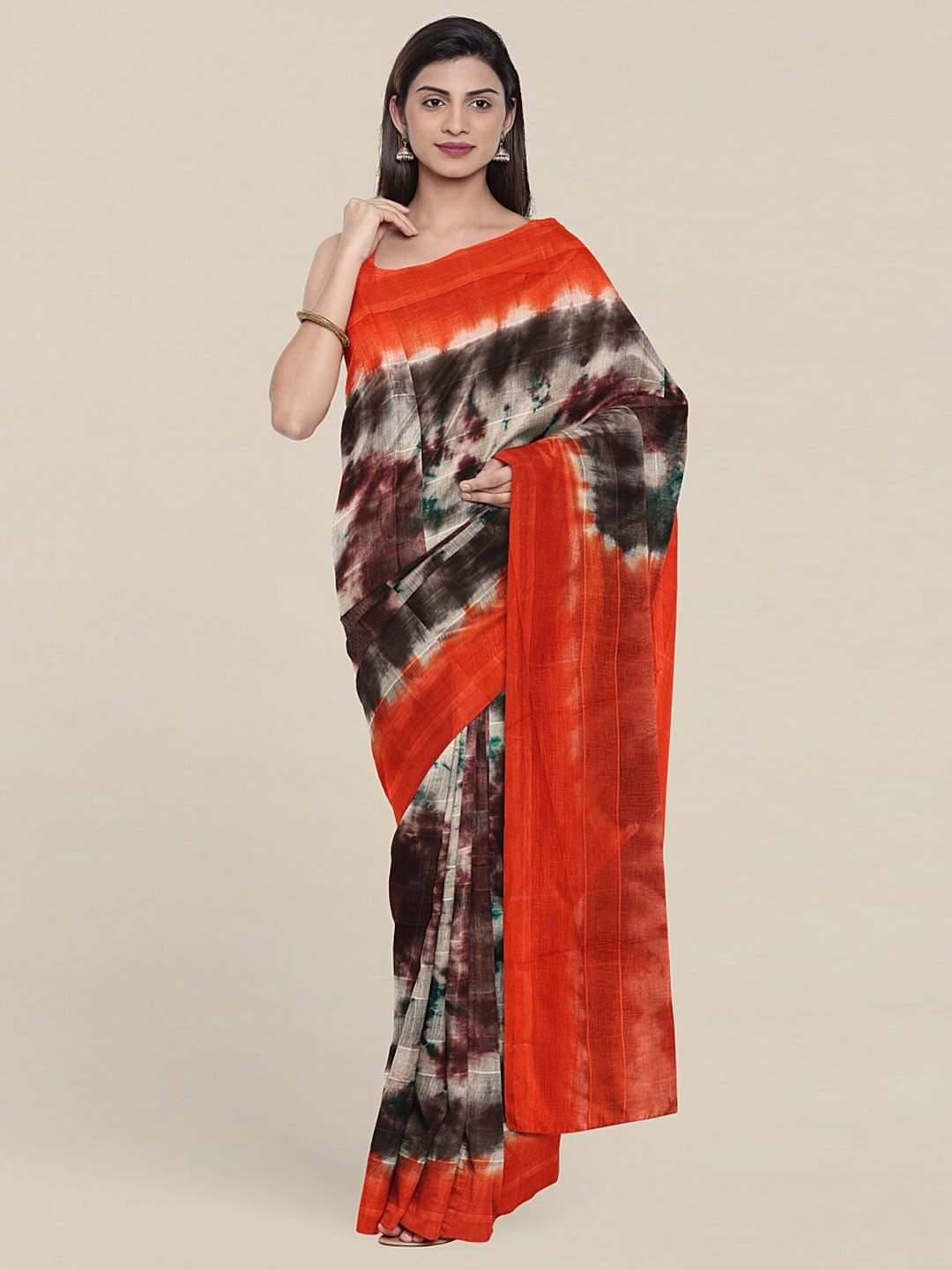 

Pothys Brown & Black Tie and Dye Saree