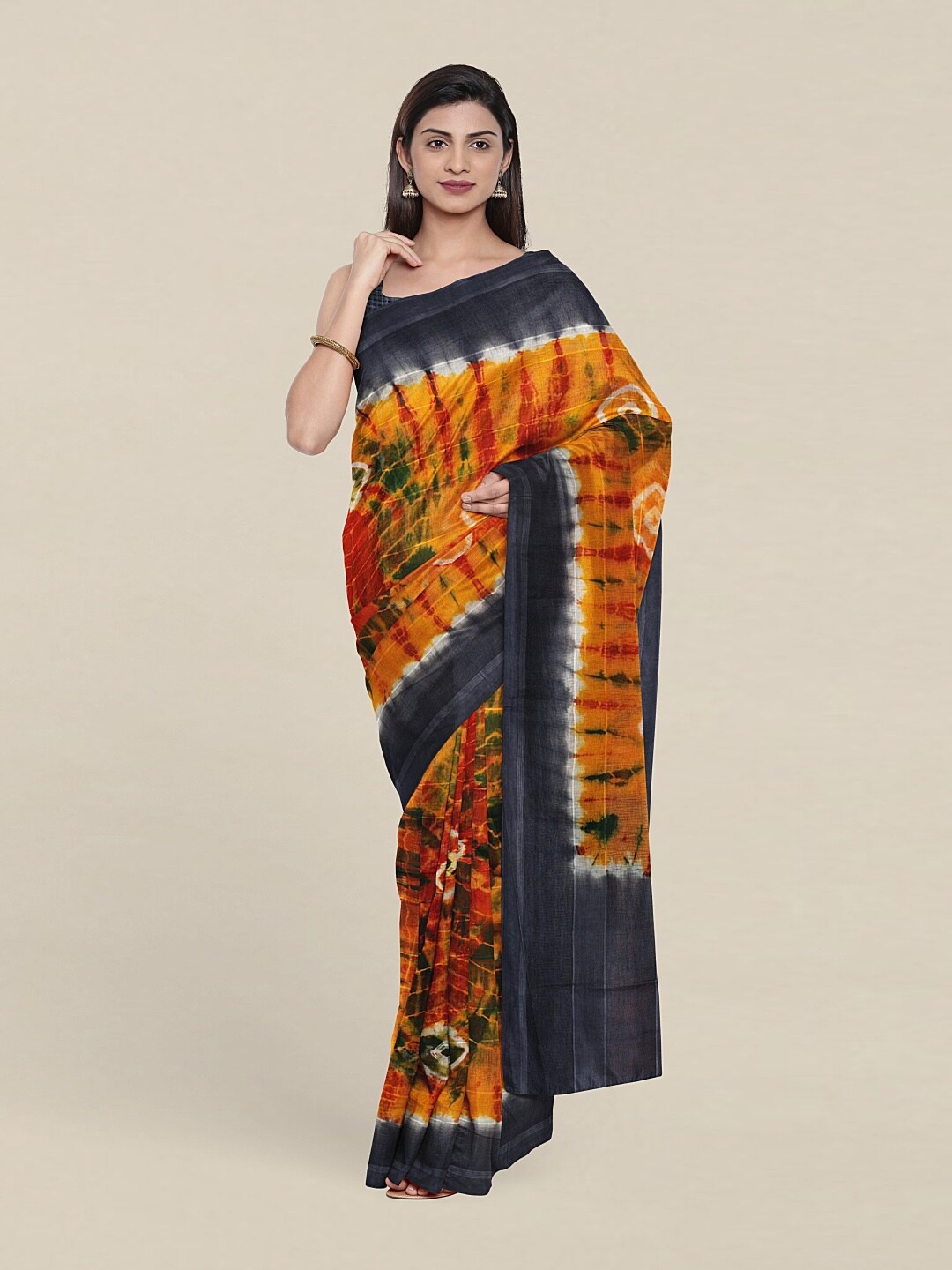 

Pothys Yellow & White Tie and Dye Saree