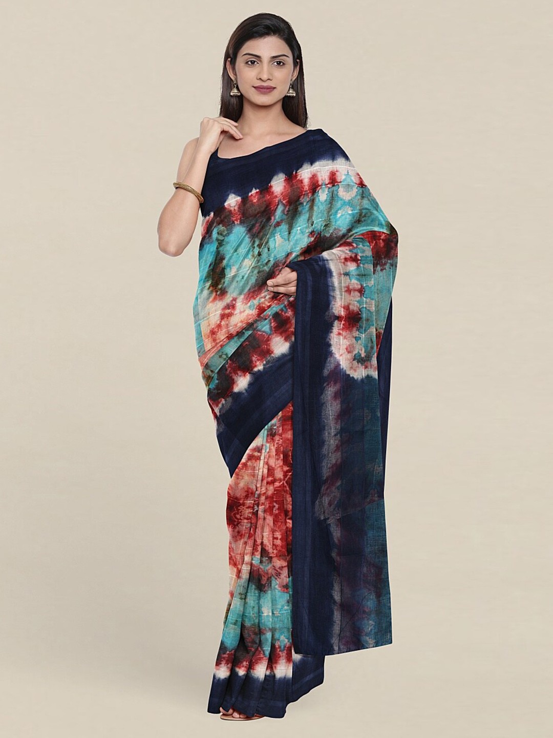

Pothys Blue & Pink Tie and Dye Saree