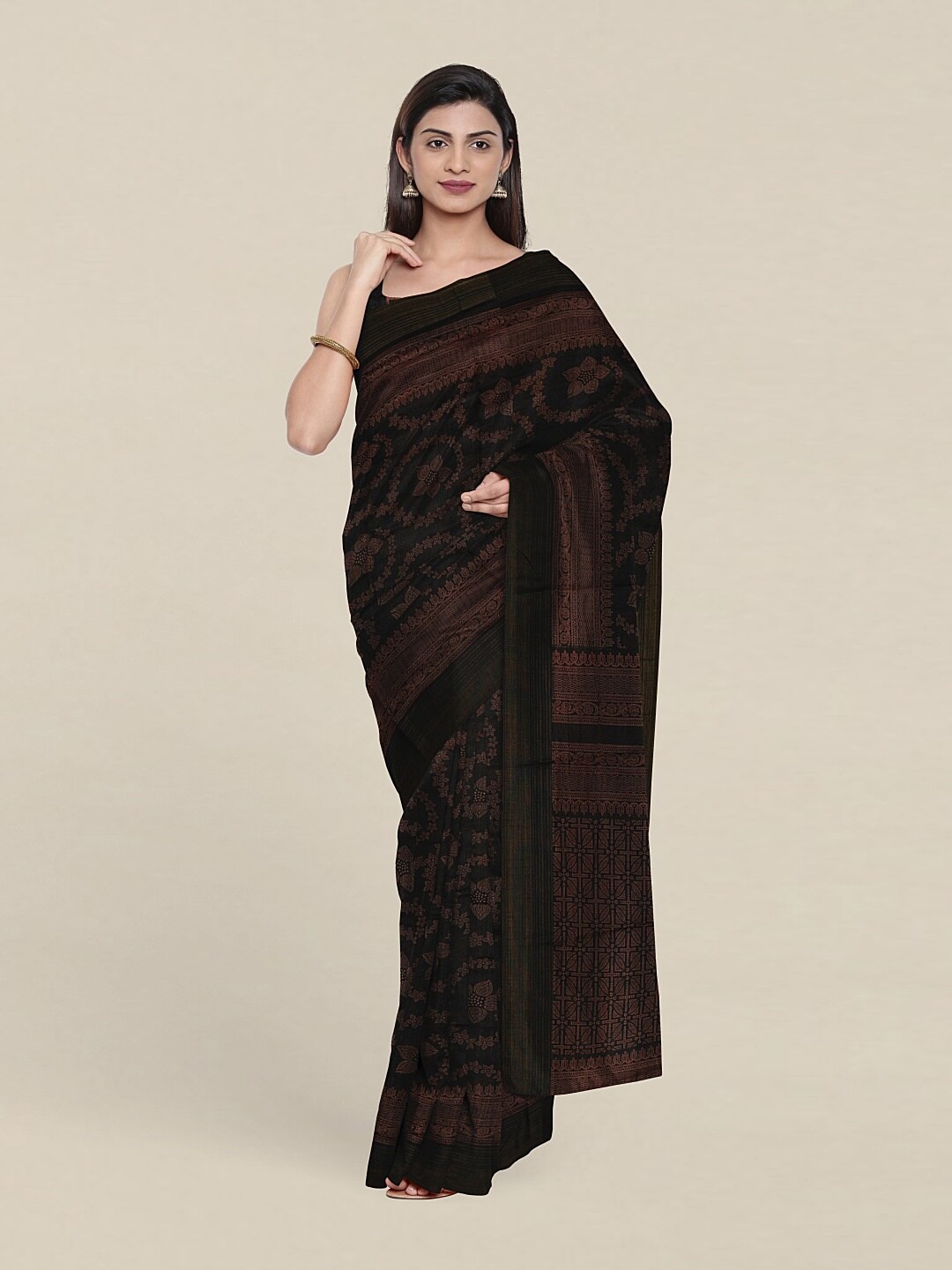 

Pothys Black & Brown Floral Saree