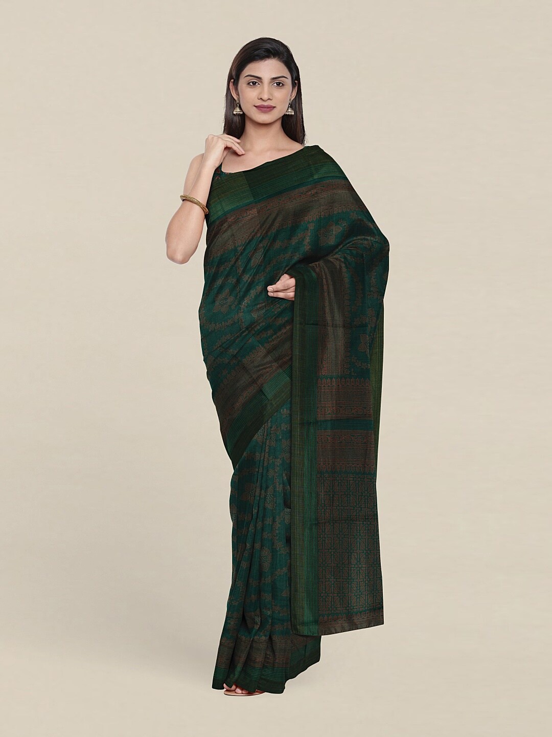 

Pothys Green & Copper-Toned Saree
