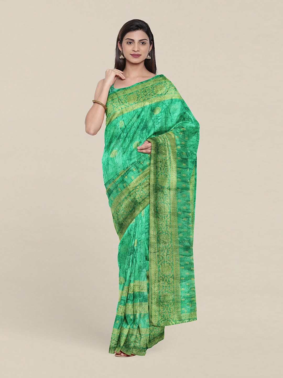 

Pothys Green & Yellow Tie and Dye Saree
