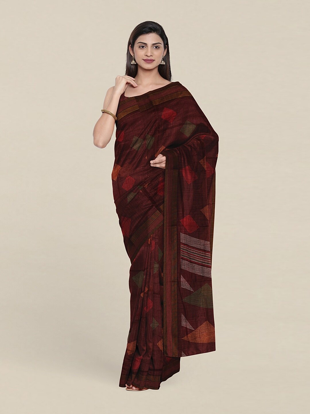 

Pothys Purple & Gold-Toned Zari Printed Saree