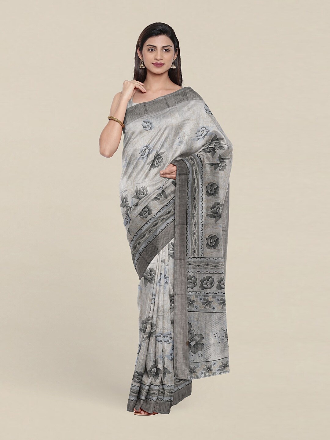 

Pothys Grey Floral Saree