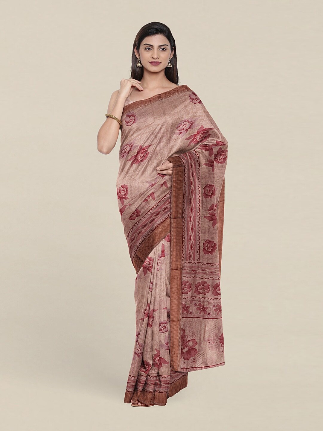 

Pothys Mauve & Pink Floral Saree