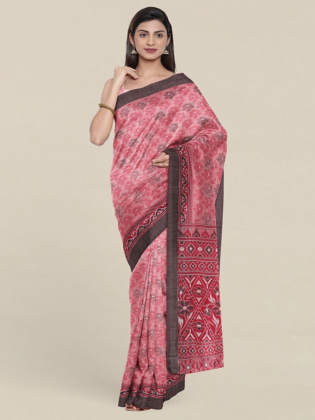 

Pothys Pink & White Floral Saree