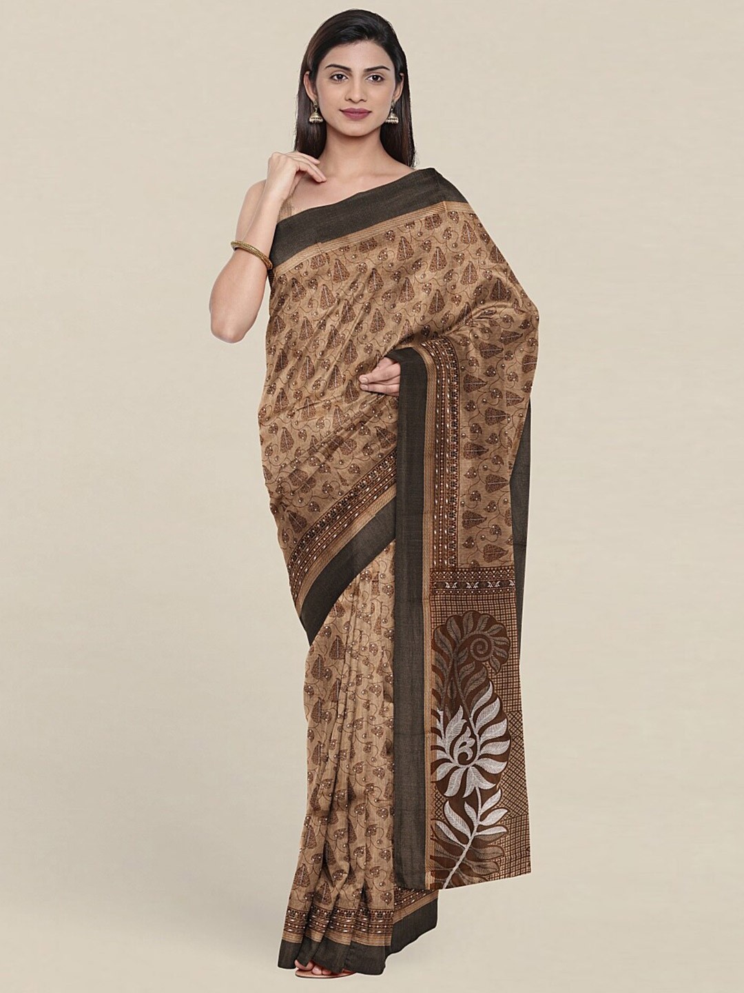 

Pothys Brown & White Floral Saree