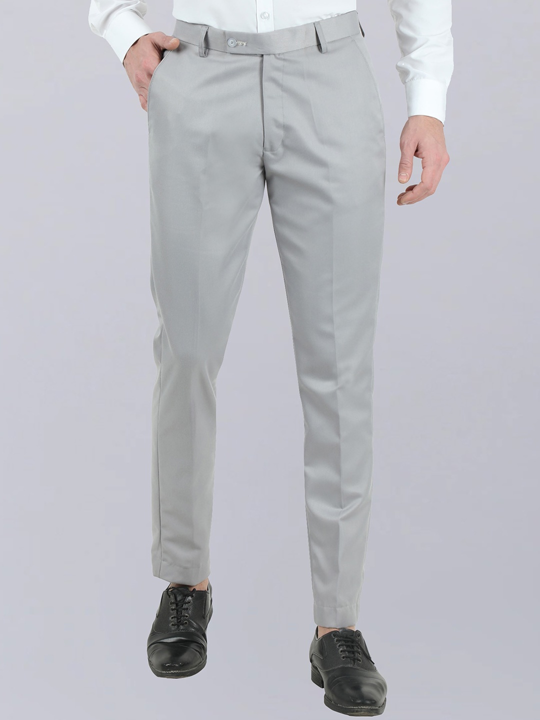 

VEI SASTRE Men Smart Slim Fit Formal Trousers, Grey