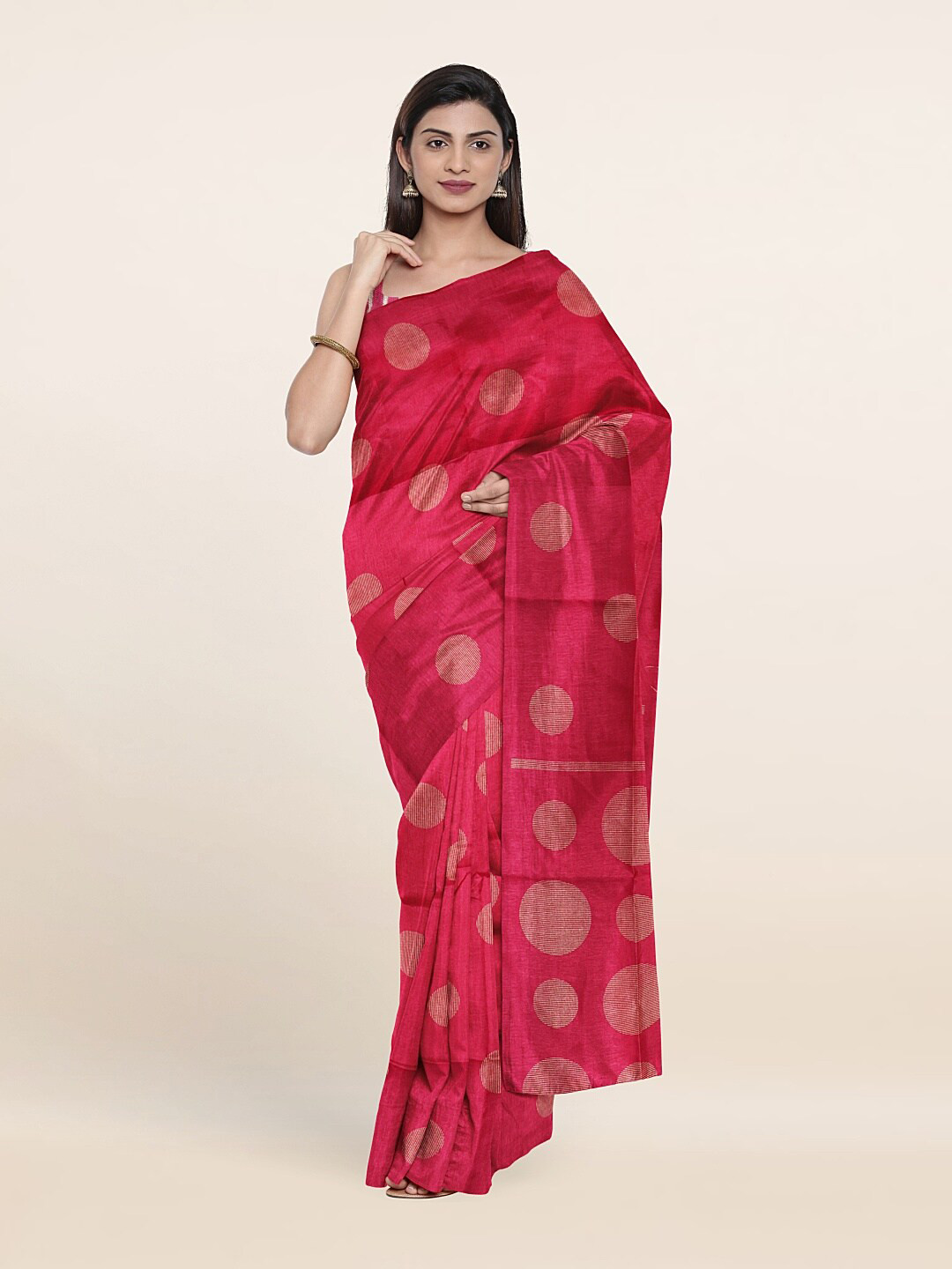 

Pothys Pink Zari Polka Dots Saree