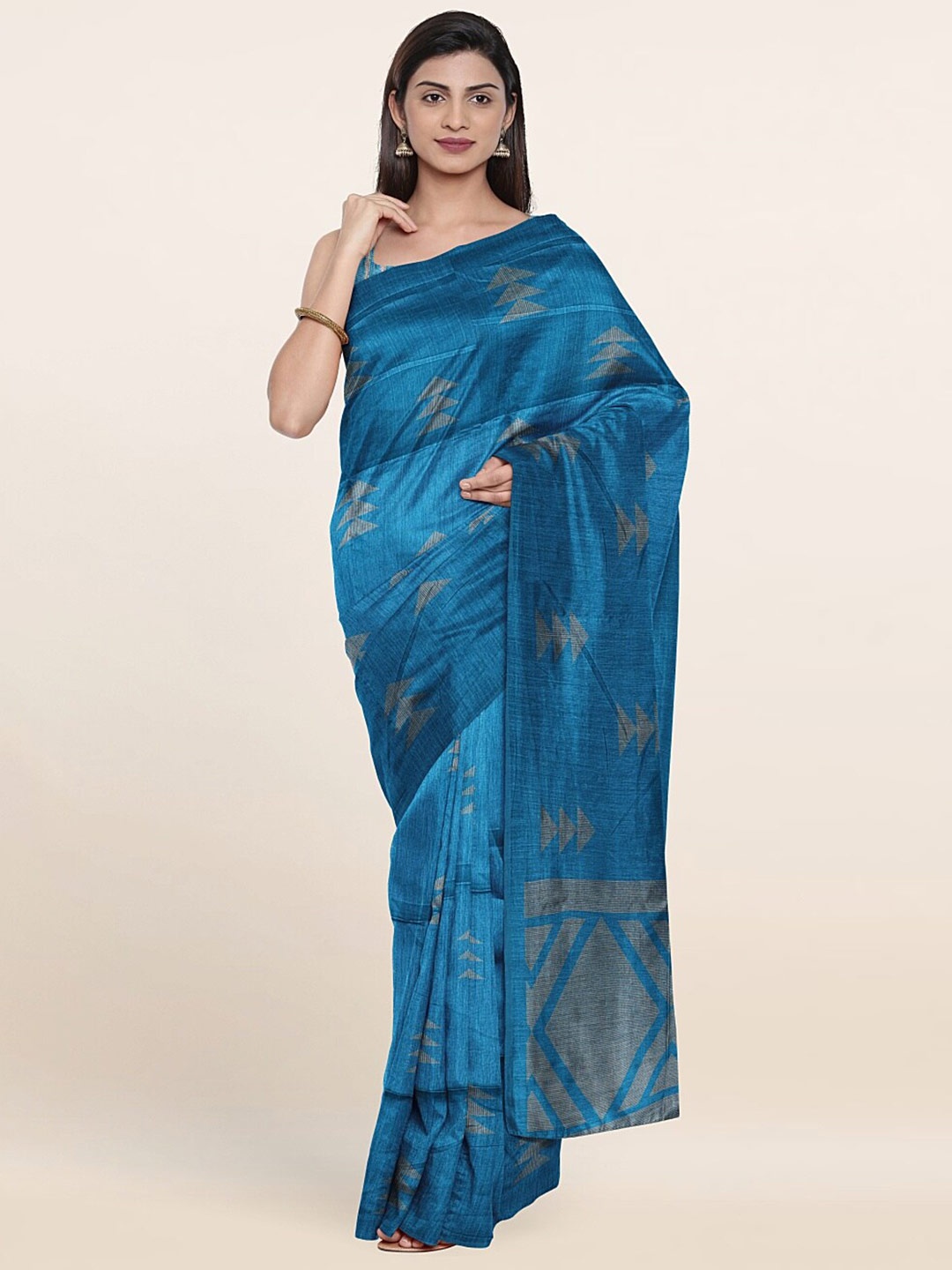 

Pothys Blue & Grey Printed Saree