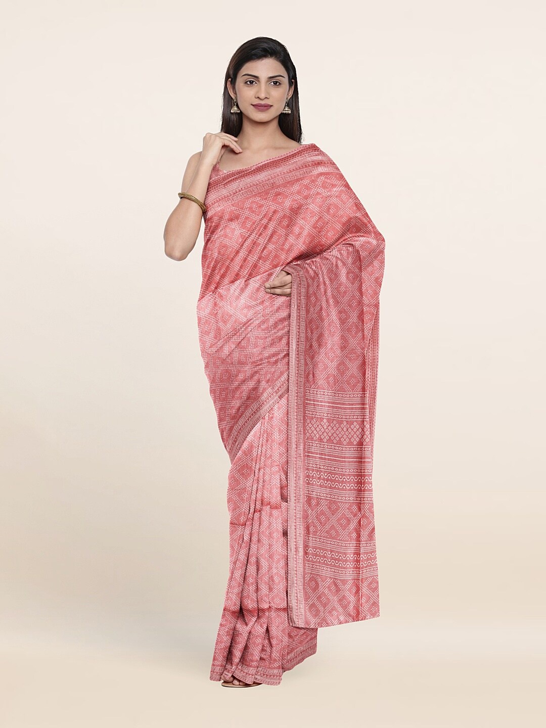 

Pothys Pink & White Printed Saree