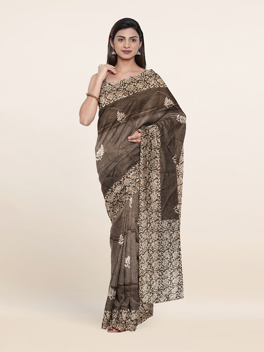 

Pothys Grey & White Floral Saree