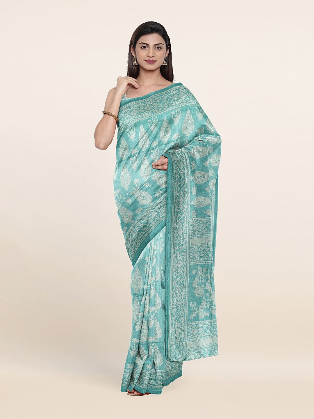 

Pothys Blue & Grey Ethnic Motifs Saree
