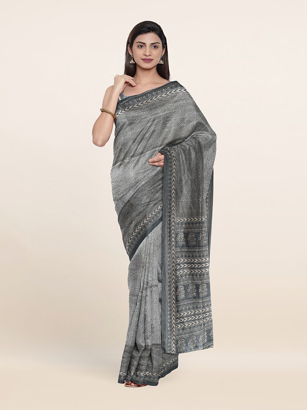 

Pothys Grey Floral Saree