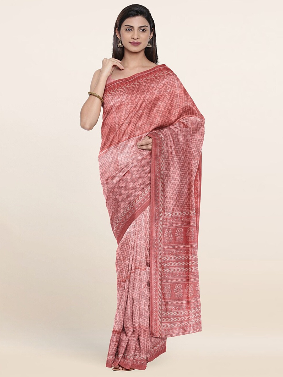 

Pothys Pink & White Saree