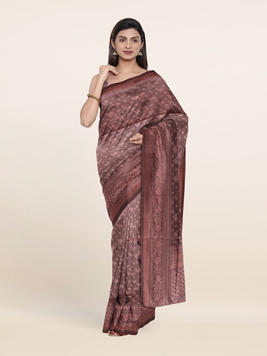 

Pothys Mauve Ethnic Motifs Saree