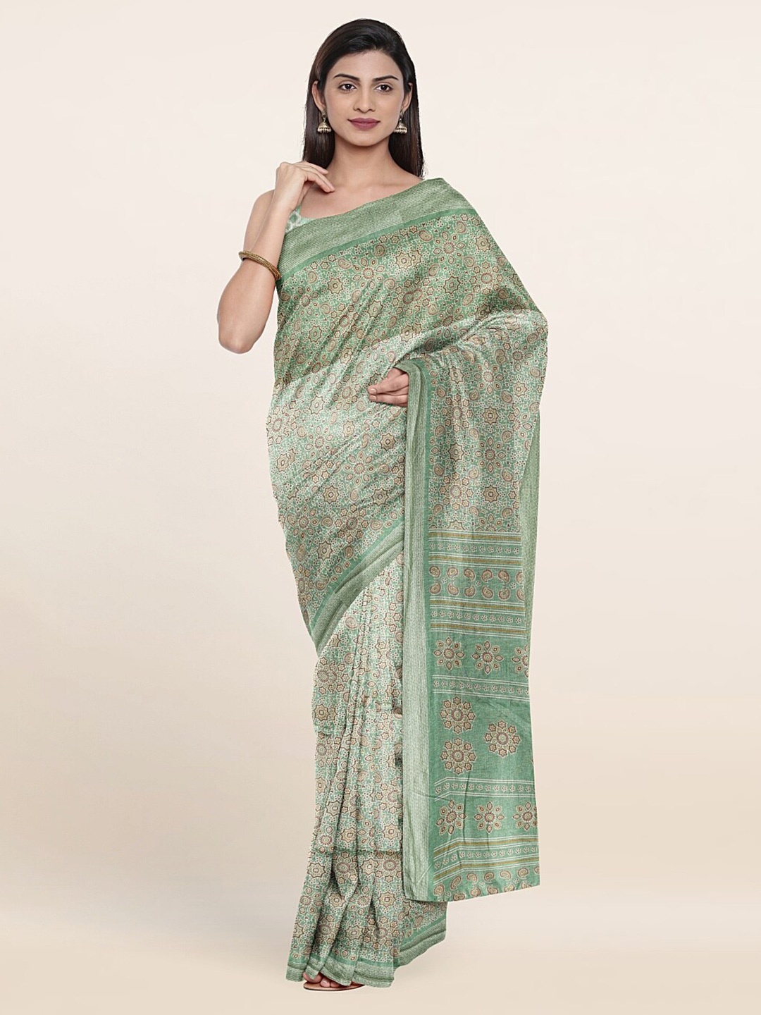 

Pothys Green & White Floral Saree