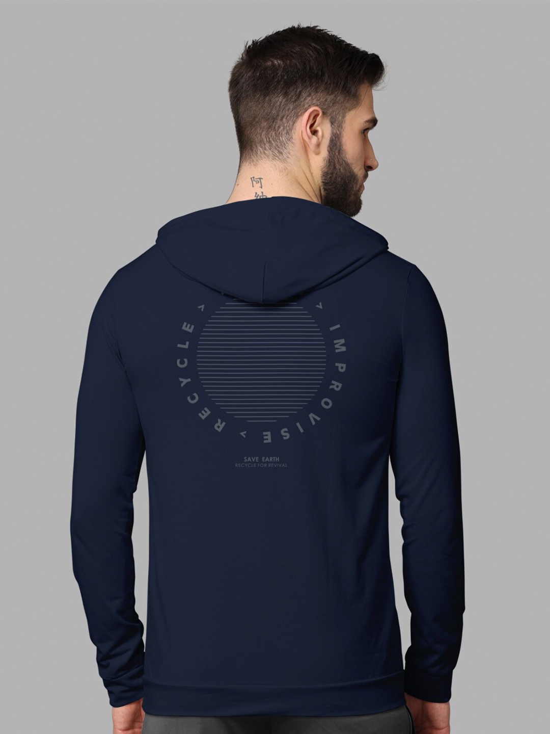 

BULLMER Men Navy Blue Typography T-shirt